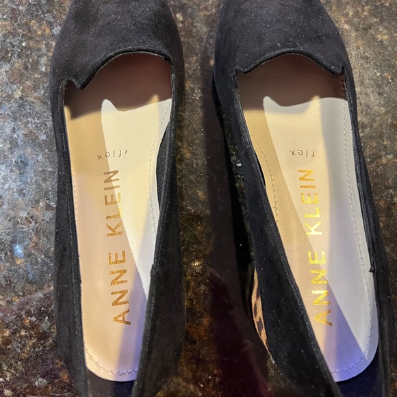 Anne Klein iflex suede shoe with suede leopard heel 6.5m - Picture 4 of 6